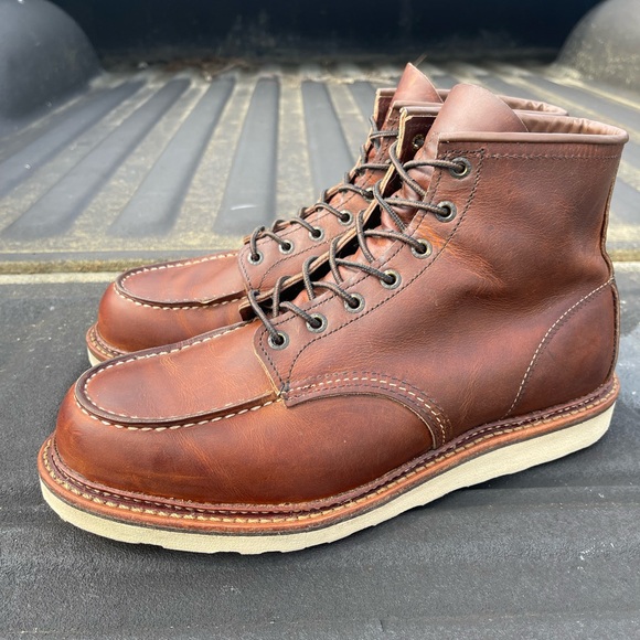 Red Wing Heritage Moc Toe 1907 Copper Rough & Tough Leather Wedge Boot Size 12 D - Picture 1 of 9